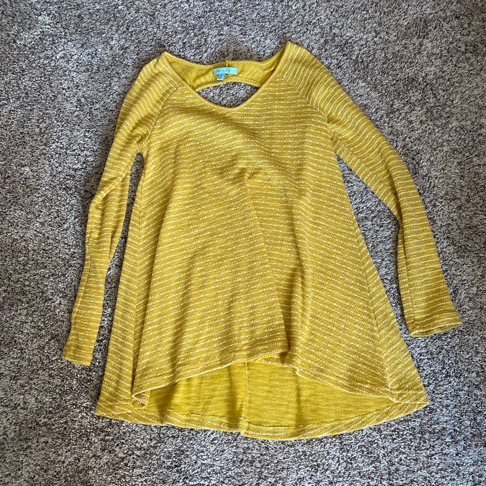 She & Sky Yellow Striped Long Sleeve Top